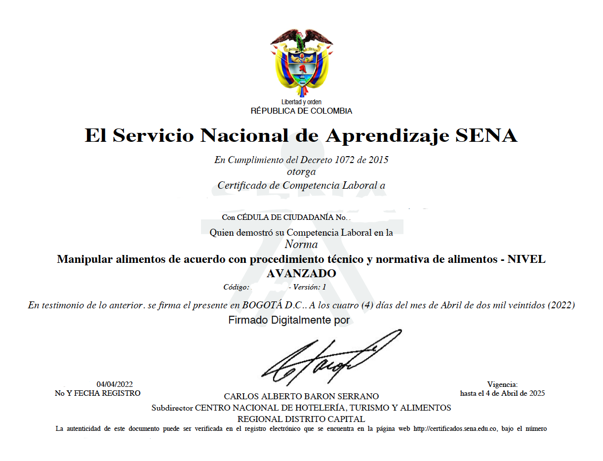 certificado sena